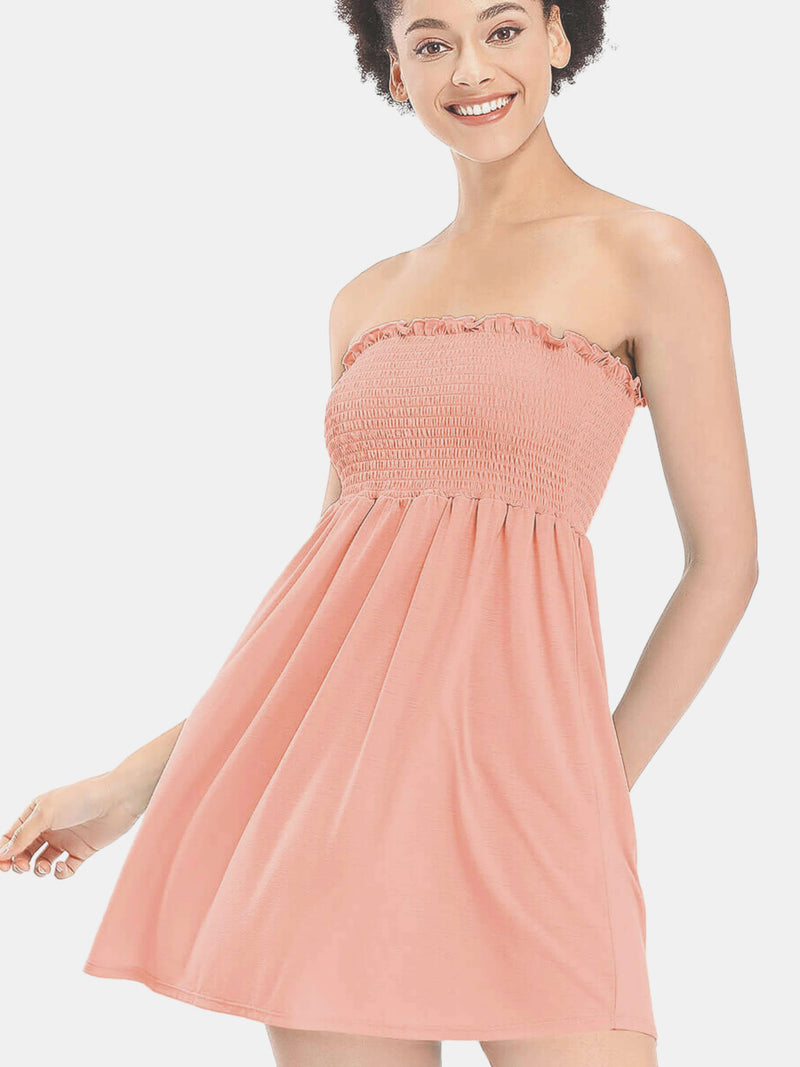 Strapless Slip On Beach Dress - AS ROSE RICH